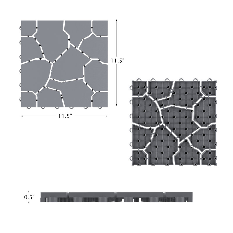  Deck Tiles - 6-Pack Polypropylene Interlocking Patio Tiles - Weather-Resistant Outdoor Flooring for Balcony, Porch, and Garage by Pure Garden