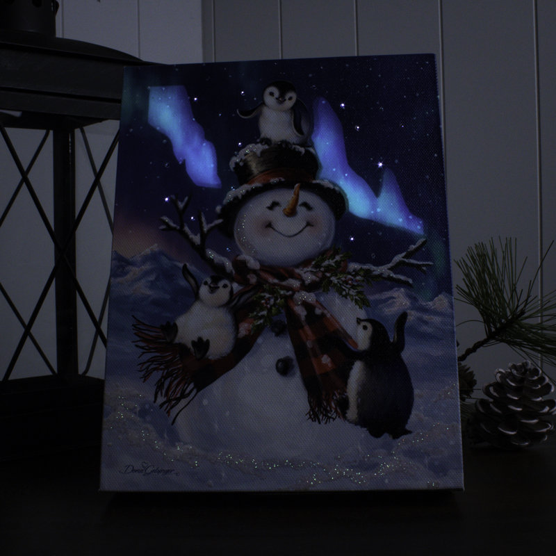 Penguin Snow Day 8x6 Lighted Tabletop Canvas