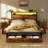 Antioch Queen Bed with 4 Drawers and Open Storage Headboard, Adjustable LED Light and Charging Station, No Box Spring Needed-1898476079-1916939460