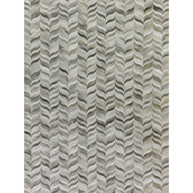 Natural Hide Hand Woven Cowhide Geometric Area Rug, Rectangle 8' x 11'