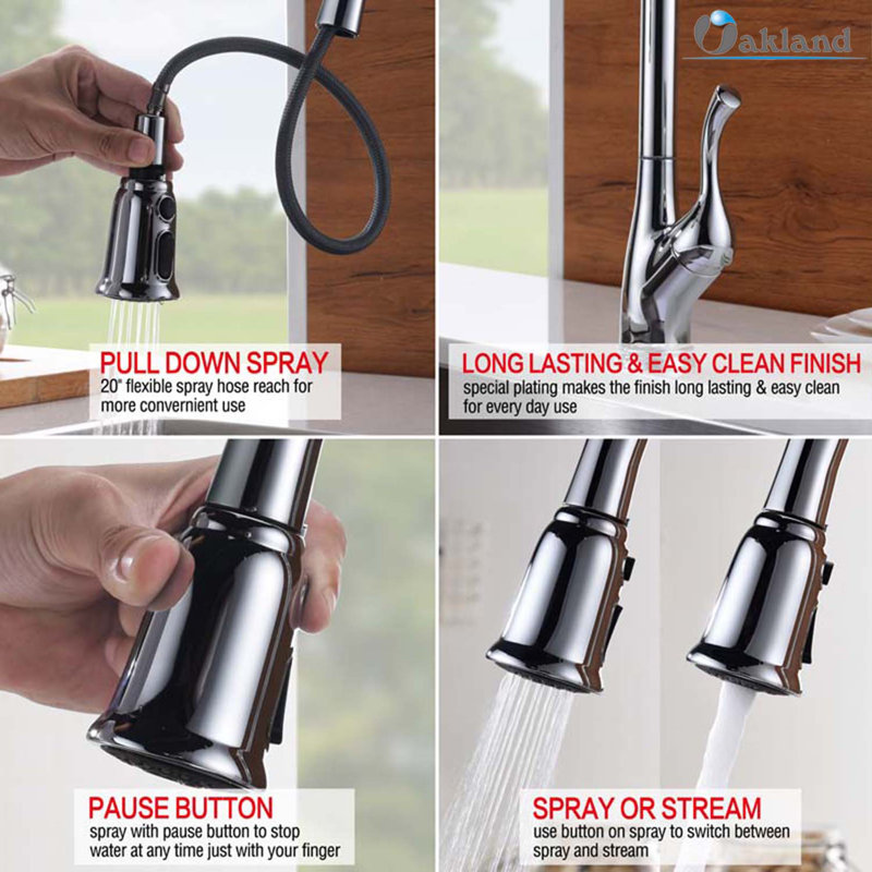 OAKLAND Pull Down Kitchen Faucet, Chrome