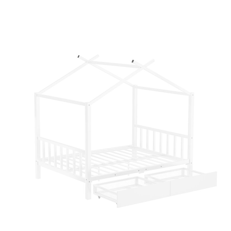 Lit plateforme double 70,25 po Aleksia, Blanc