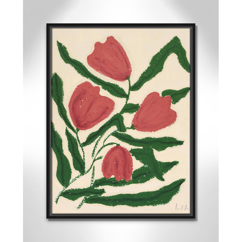 «Colette Red Tulips Print» par Camilla Bergqvist, Noir, H 25,5 po x l 19,5 po