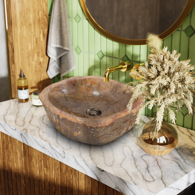 B.o.i 18'' Brown Stone Oval Bathroom Sink