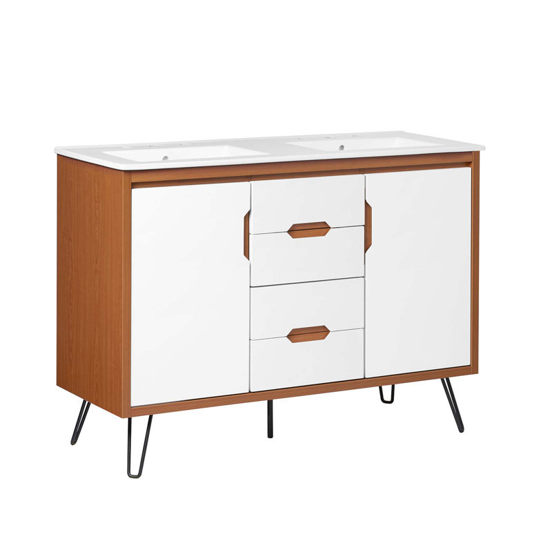 Meuble-lavabo double 48 po Modway Energize, Blanc