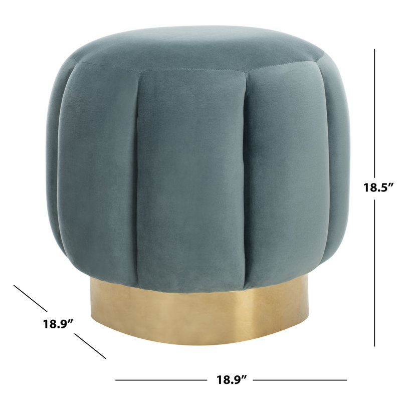 Maxine Round Ottoman, Seafoam Velvet