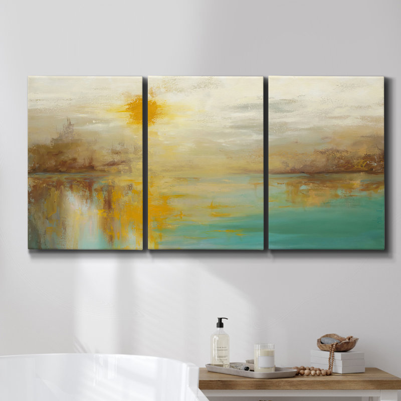 «Water Lillies # 1» par Monet - Toile encadrée à pièces multiples, H 36 po x l 72 po x P 2 po