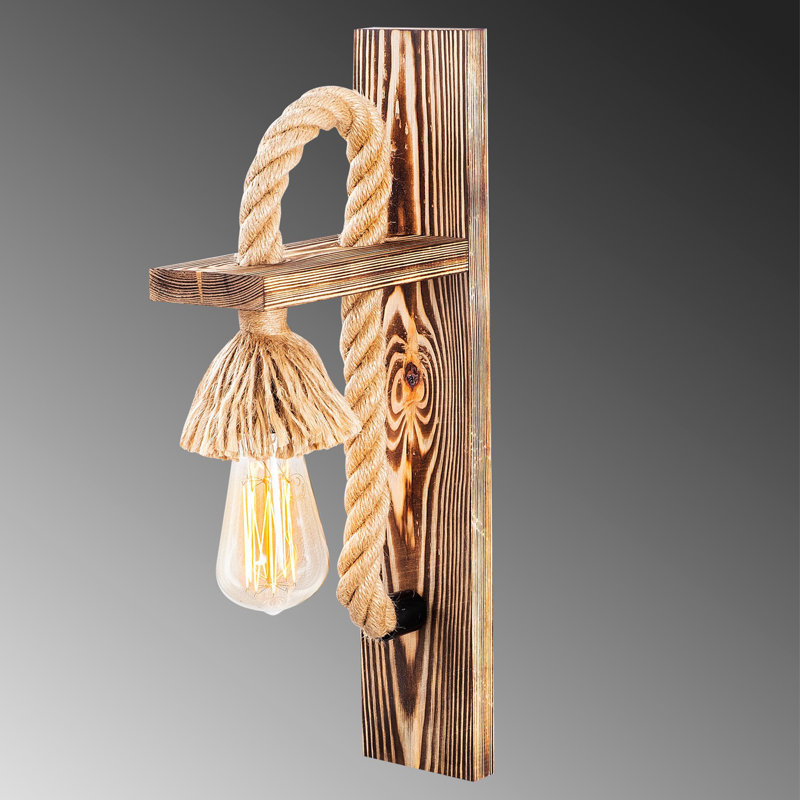 Lampe murale rustique moderne, structure en bois, 17,7 po x 7,1 po | Hauteur: 17,7 pouces | 1 x douille E27, 40 W maximum | Conception élégante de couleur unie, indice de protection IP20 | Parfait pour l'éclairage de salon, de chambre à coucher et de couloir