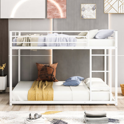 Lit superposé en métal double / blanc, stable et pour une bonne nuit de sommeil