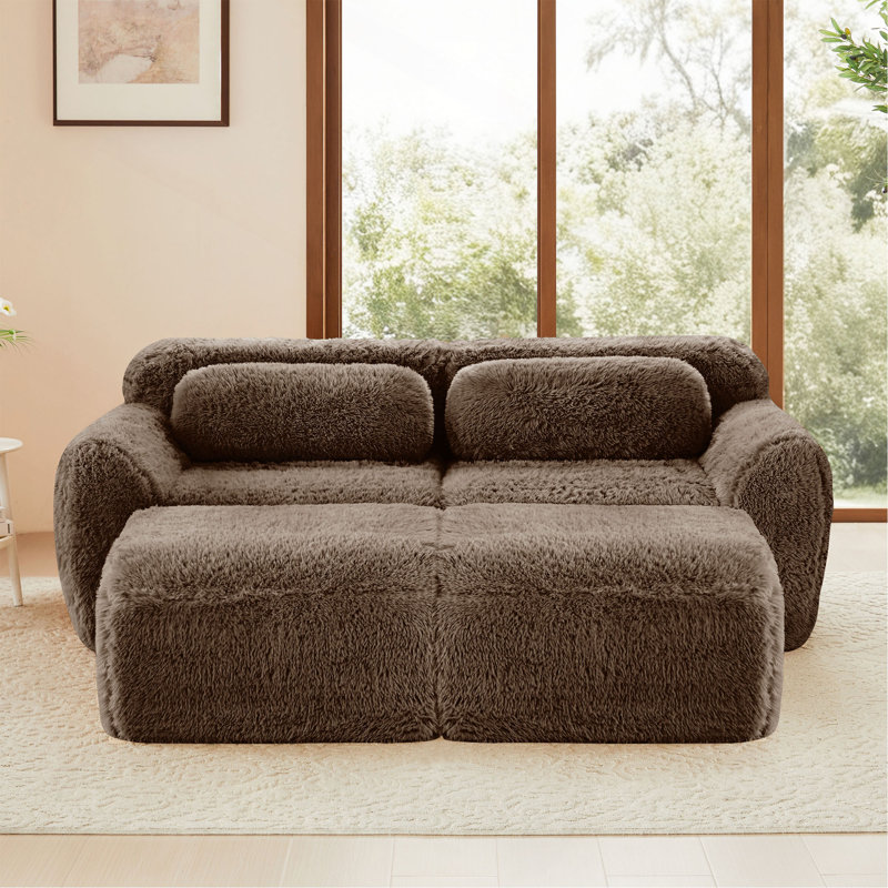 Tissu moelleux doux de 80 po, canapé désossé, aucun assemblage requis, conception antidérapante inférieure, avec repose-pieds et coussins décoratifs, siège profond, combinaison 32D haute densité sans éponge, pour étude