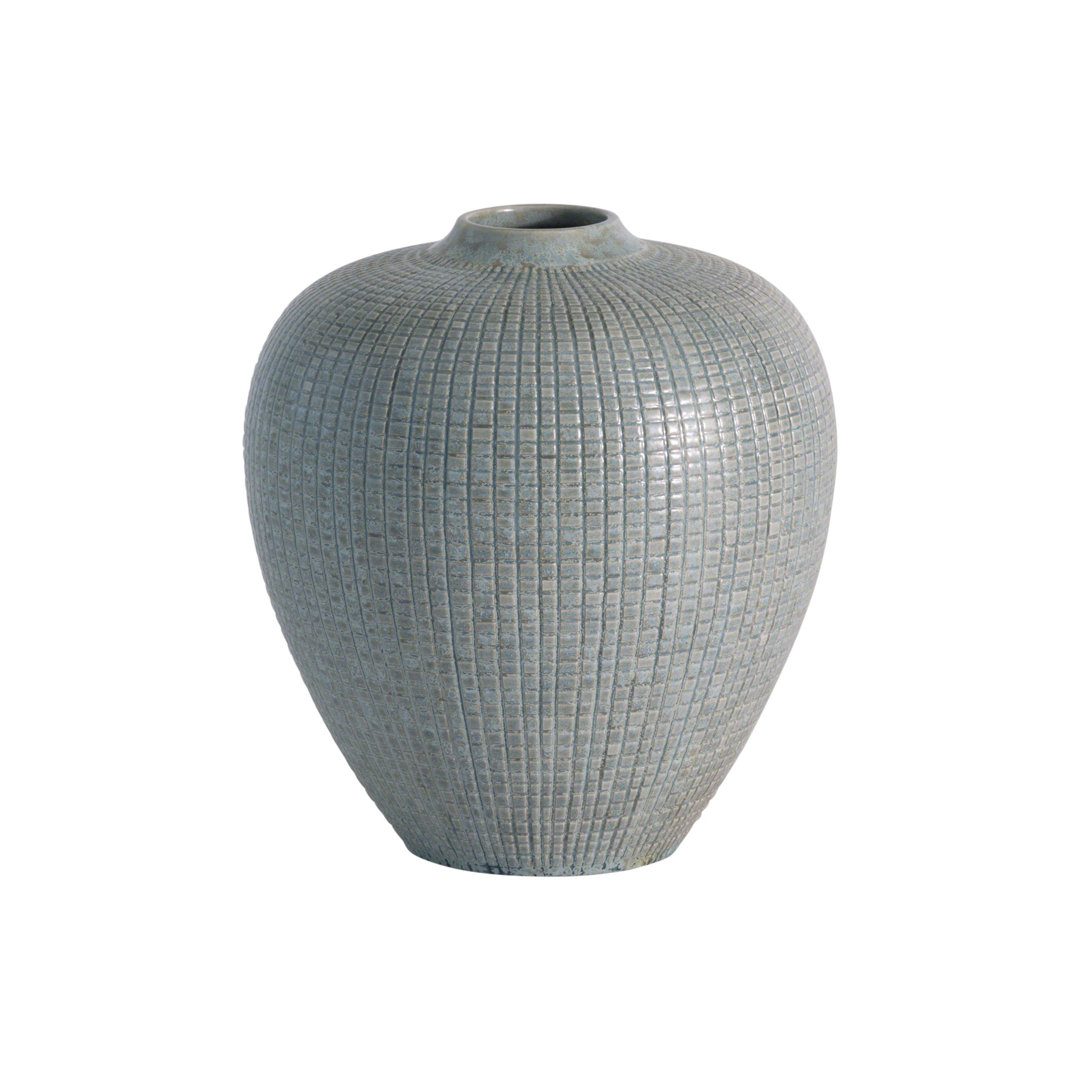 Mini Check Bulbous Vase-Reactive Silver Blue Studio A Home
