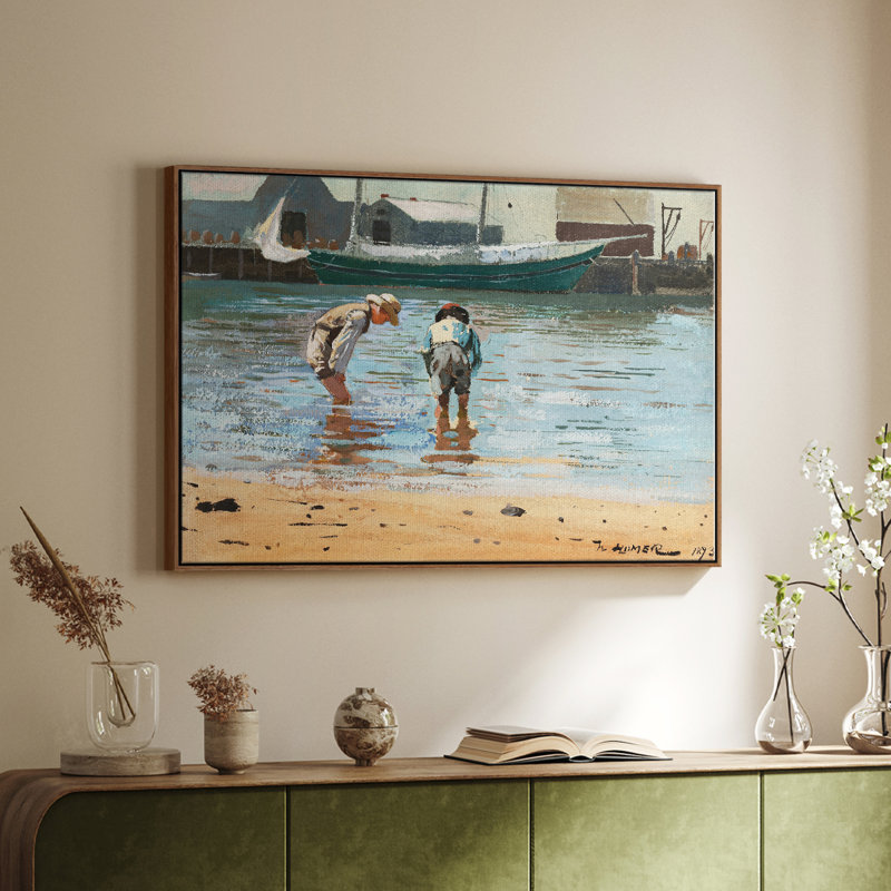Paysage rétro - CVII, Toile encadrée noyer flottant, H 27 po x l 41 po x P 2 po