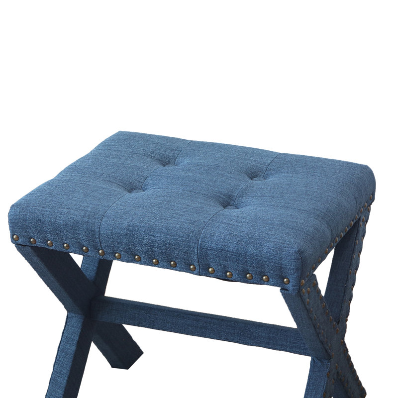 Solid + Manufactured Wood Accent Stool, Blue