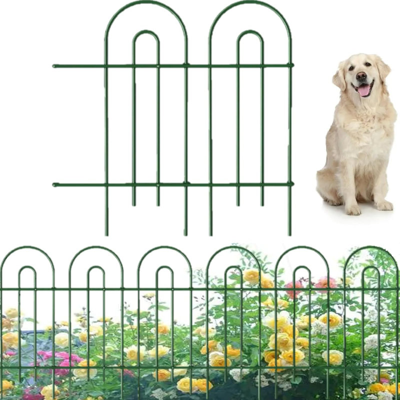 Green Iron Decorative Garden Fence Panels, 32in x 20ft