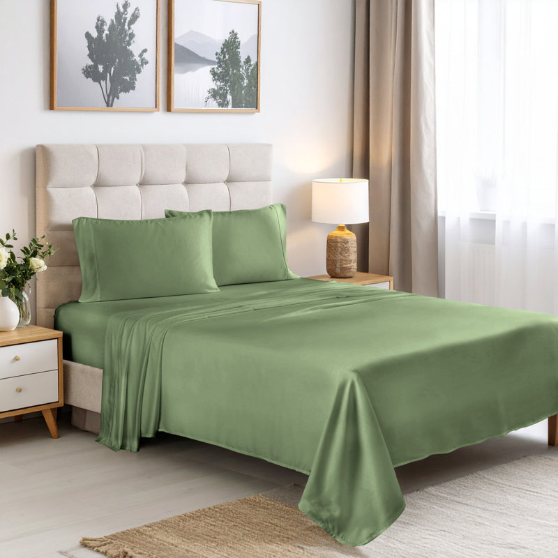 Ensemble de draps à poches profondes en rayonne de bambou à densité du tissage de 300 fils de qualité supérieure, ISE