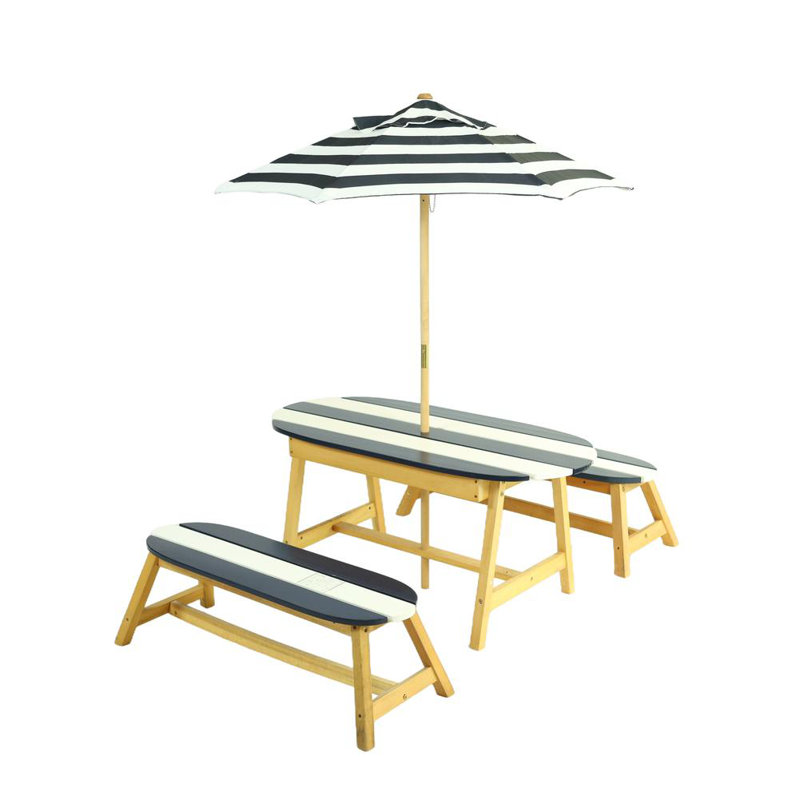 Picnic Table Set (Blue and White Stripes)