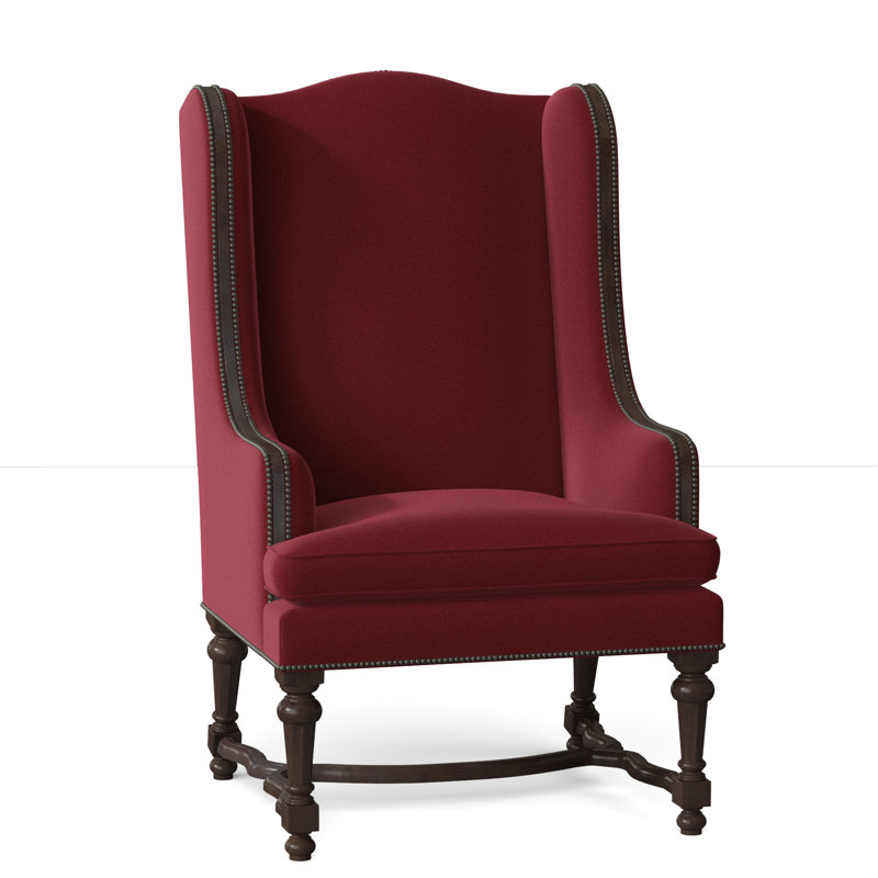 Normandie Upholstered Wingback Chair, Black Nickel Small, Margaret Lipstick