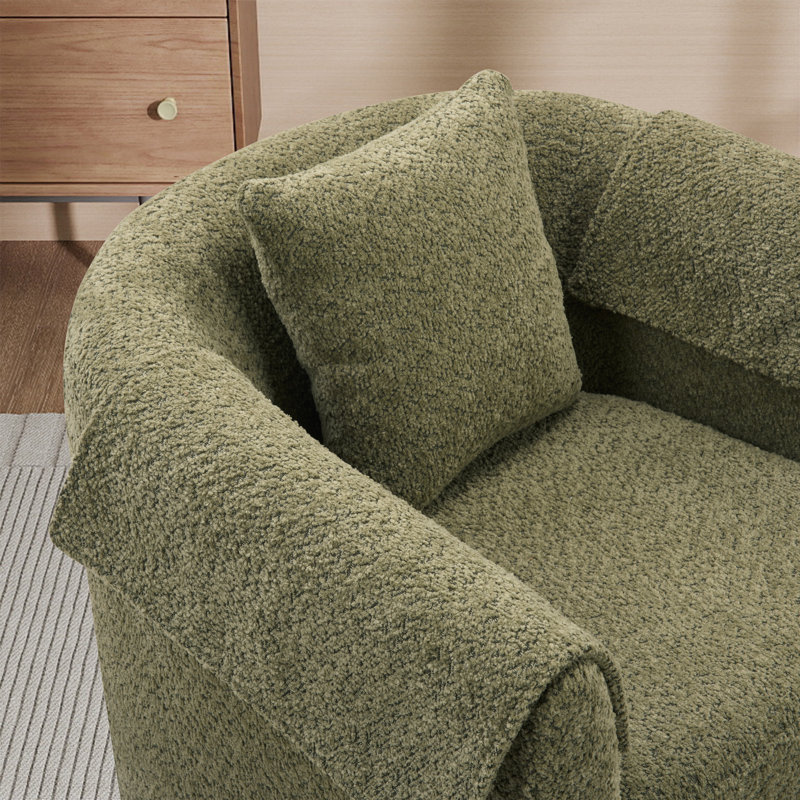Fauteuil d'appoint pivotant avec repose-pieds en chenille, Vert
