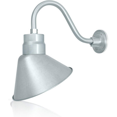 12in. Architectural Bronze Angle Shade Gooseneck Sign Light Fixture with 24in. Long Extension Arm - Wall Sconce Farmhouse, Vintage, Antique - UL Listed - 9W 900lm A19 LED Bulb (5000K Cool White)