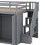Lit mezzanine double en bois avec armoires, tiroirs et armoires-484809632