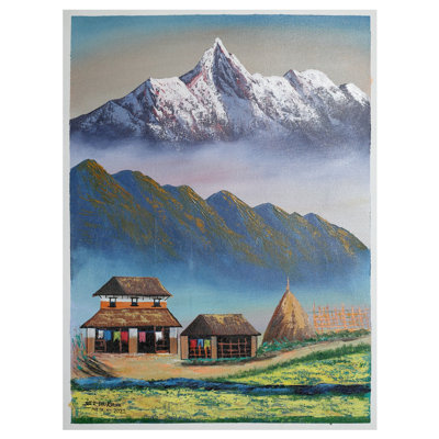Mount Machhapuchhre And Ecovillages Painting | Oil On Canvas