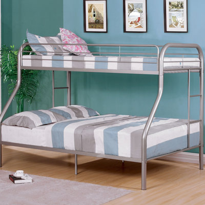 Silver Twin Over Full Metal Bunk Bed With Side Contemporary Style For Bedroom Space Utilization Effectiveness Colour Youth Organization