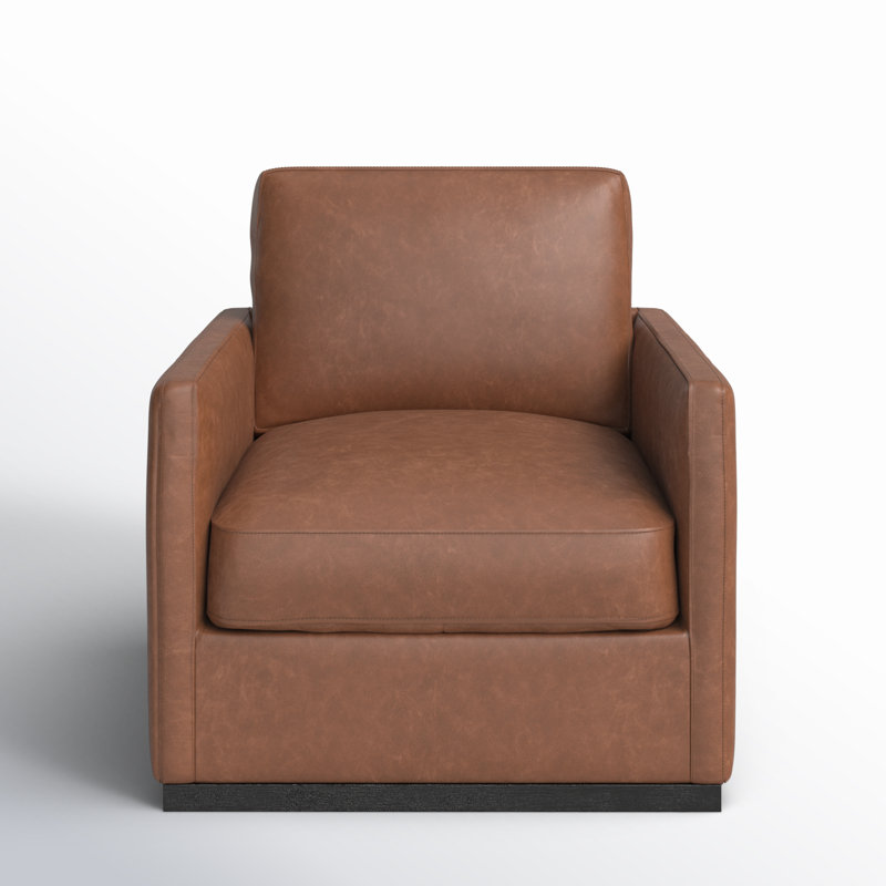 Portman Swivel Club Chair, Marseille Camel Top Grain Genuine Leather