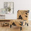 Fauteuil de chambre d'appoint rembourré à motif de feuilles tropicales noires et crème