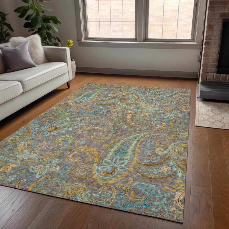 Kinslee Washable Paisley Indoor / Outdoor Rug, Rectangle 10' x 14'