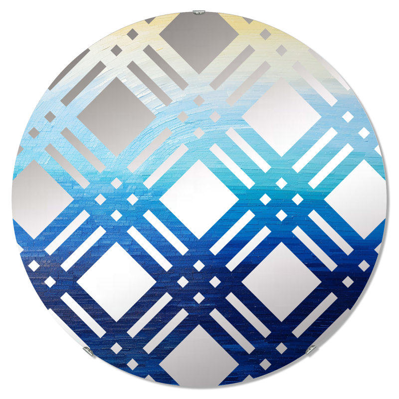 Bleu Spectral Solitude I - Miroir décoratif à carreaux | Rond, 31,4 po x 31,4 po