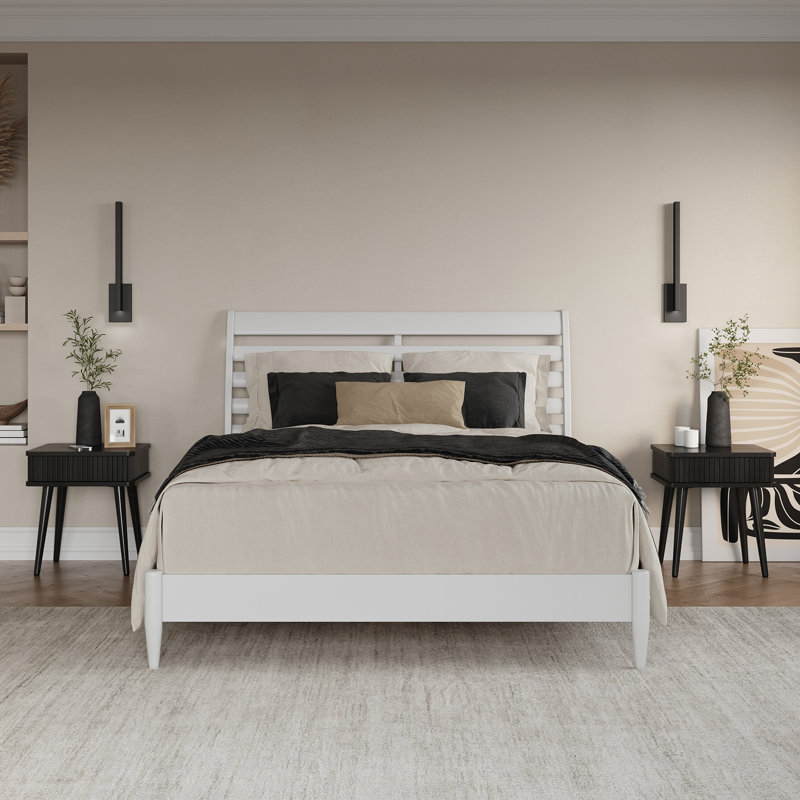 Areya Low Profile Platform Bed, Queen, White