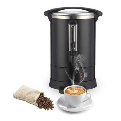 Urne commerciale 18L, distributeur de boissons chaudes à double paroi en acier inoxydable, percolateur électrique de 120 tasses pour le café, le thé et le chocolat chaud, idéal pour la restauration et les événements, noir