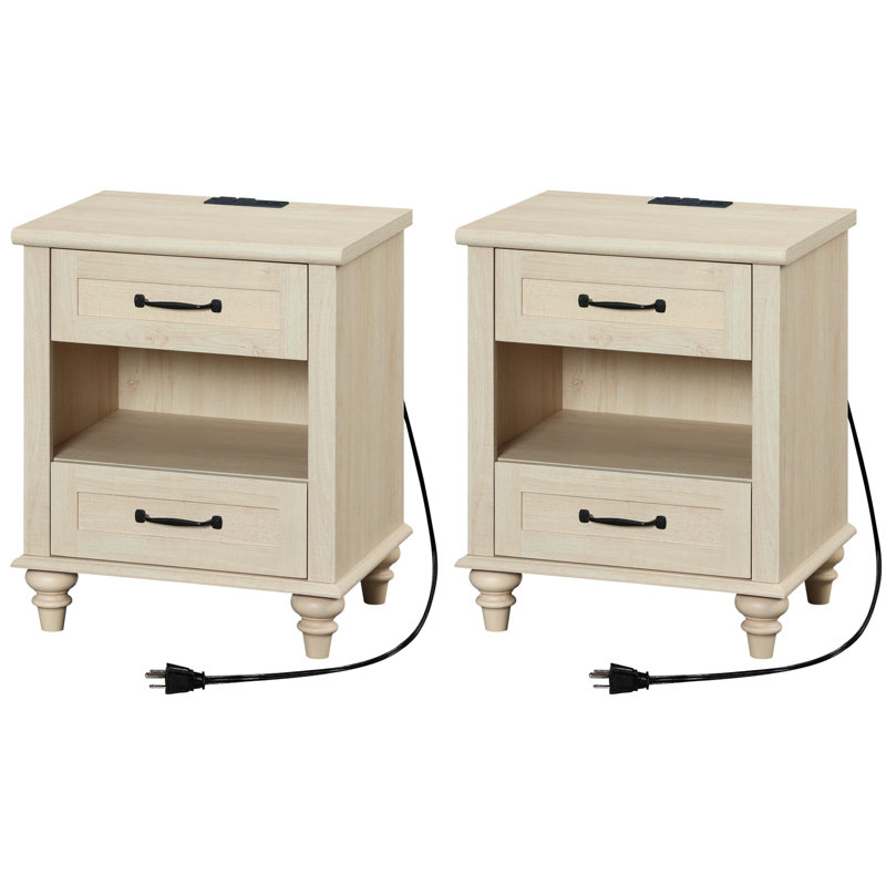 Agathy 19.6'' W Nightstand, Beige