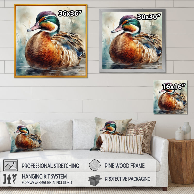 Magnifique canard mâle IV - impression, H 16 po x l 16 po, Toile tendue