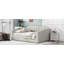 Lit de jour rembourré avec rangement inférieur, taille double, beige