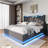 Upholstered Bed, 360 Surround LED Function, Buttons/Apps/Remote Control, Hydraulic Storage Bed With USB Type-C Charging-1666764955-1666764954