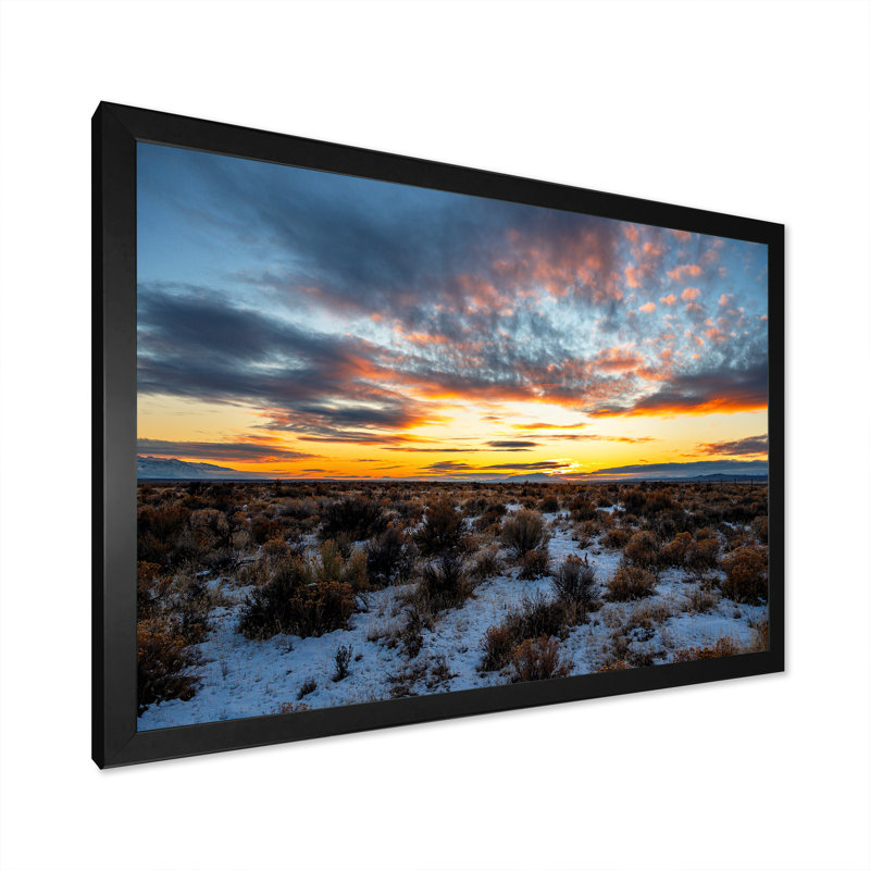 Winter Shrublands On Arkansas Desert sur toile, H 34 po x l 44 po x P 1,5 po, Cadre photo noir