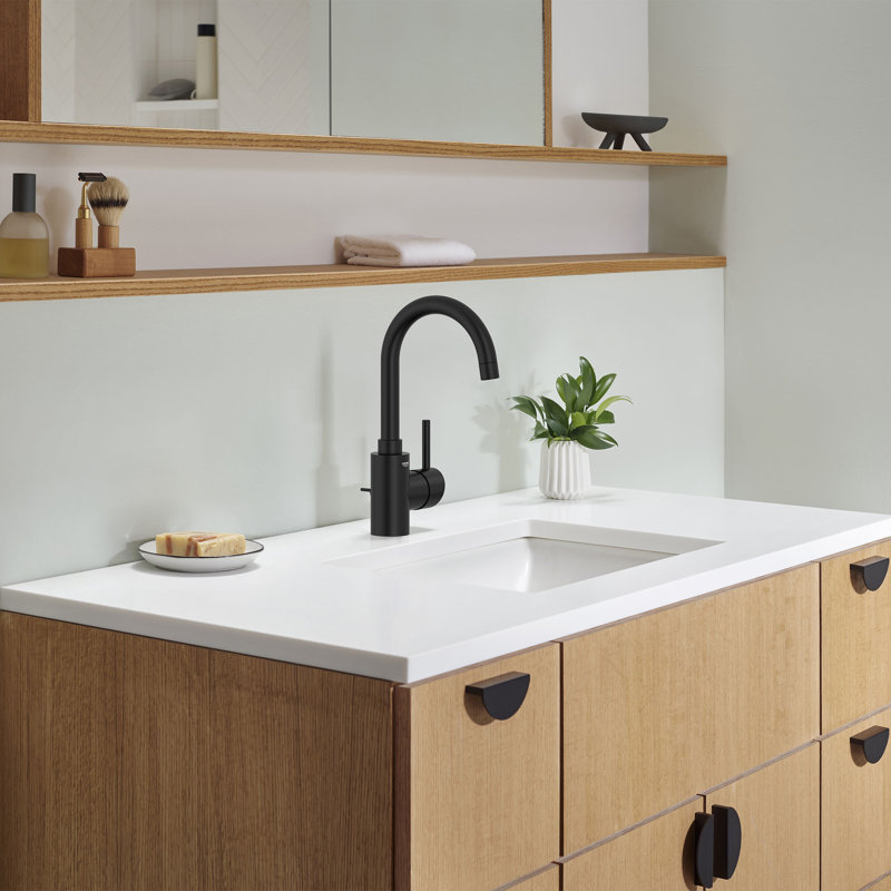 Robinet de salle de bain à un trou avec drain Concetto ™, Noir mat