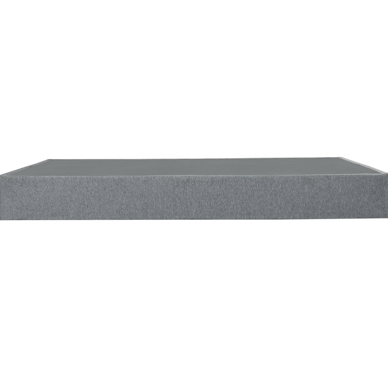 Très grand lit 9 po Base de lit pliable en métal, sommier gris avec housse en lin amovible et antidérapante pour matelas de base de rangement élégant et invités