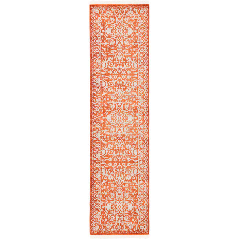 Tapis oriental Folkeste, Tapis de couloir 2 pi 7 po x 10 pi, Orange