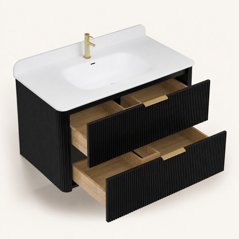 Ensemble de meuble-lavabo mural 36 po, Noir, 36"