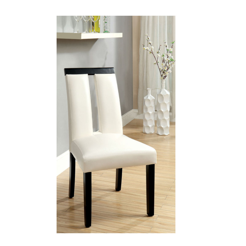Kristina 20'' H Faux Leather Upholstered Side Chair, Black/White