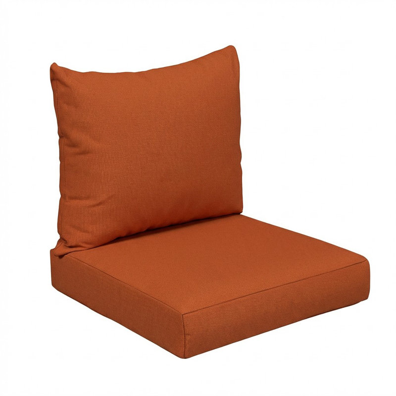 Sunbrella Outdoor Solid Knife Edge Deep Seating Pillow and Cushion Set, Sunbrella - Canvas Rust, 23.5 in W x 23 in D x 5 in H