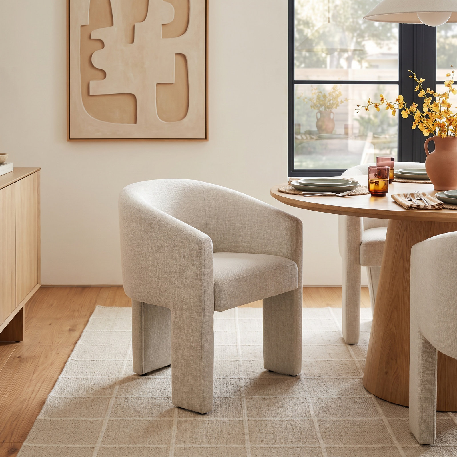 Edenton Dining Armchair, Effie Linen Performance Linen