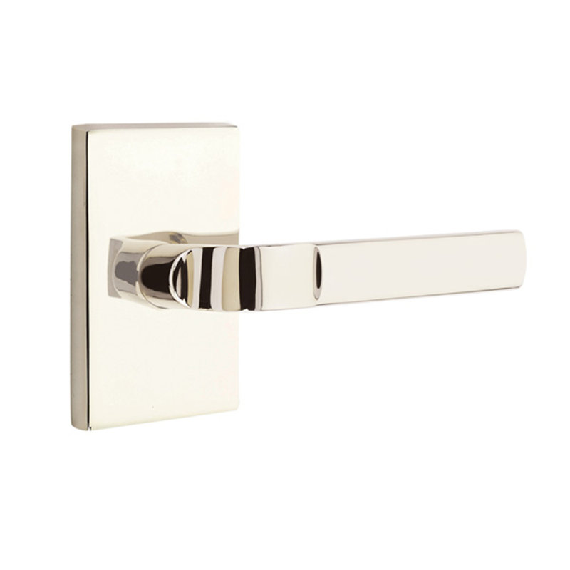 Faux levier de porte double avec rosette Aston, Droite, Nickel poli