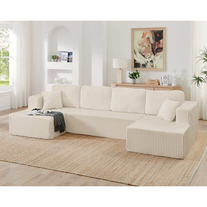 Canapés modulaires en U à compression, canapé moderne en velours côtelé pour la maison