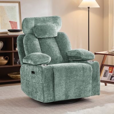 Fauteuil inclinable électrique pivotant en chenille avec appui-tête pliable et porte-gobelets