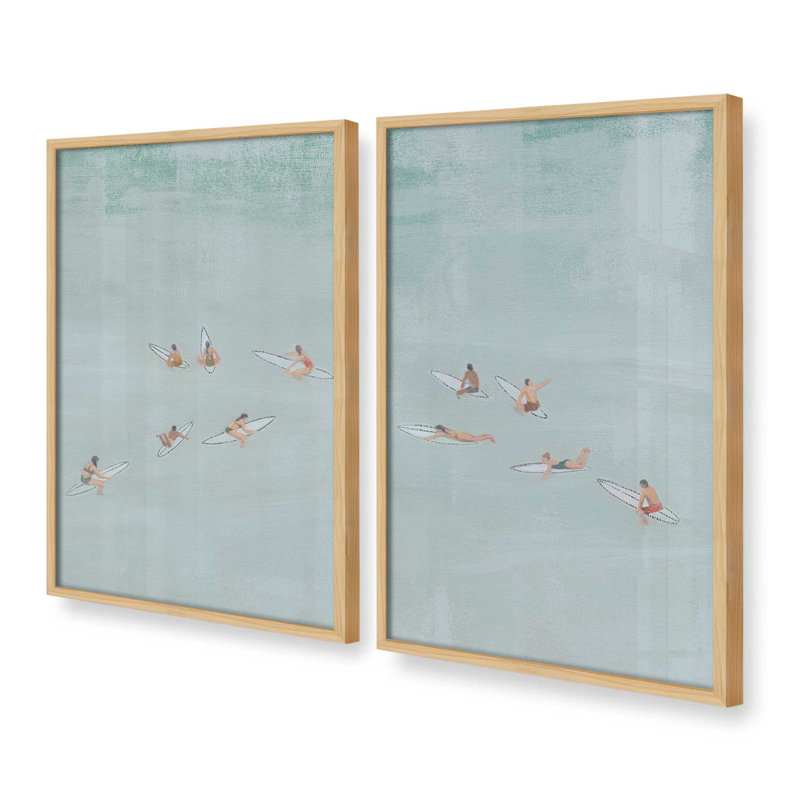 Ensemble de 2 impressions Surf Squad Chill, 24 po x 18 po, Impression encadrée, Érable