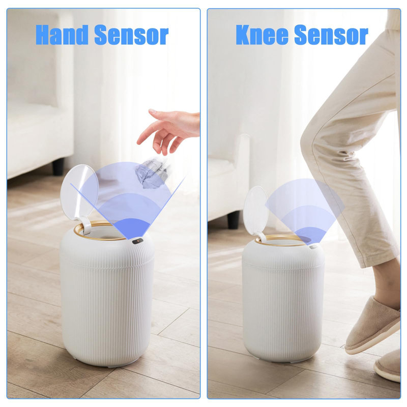 Motion Sensor Trash Can With Lid, 3 Gallon / 11 L Automatic Bathroom Trash Can, Touchless Trash Bin, Smart Plastic Garbage Can With Removable Legs,(White)