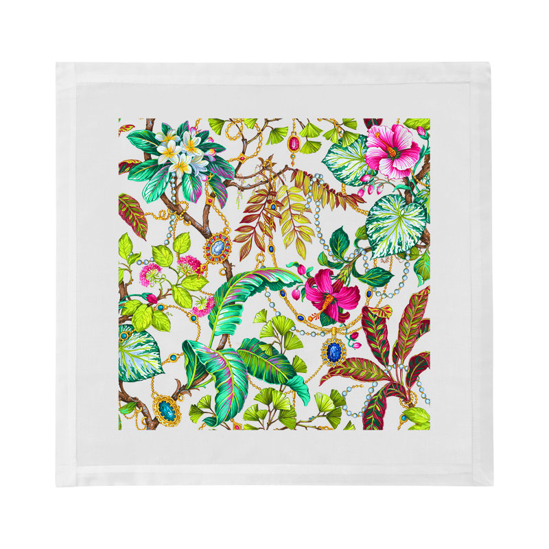Plumeria Cotton Sateen Dinner Napkins, Natural